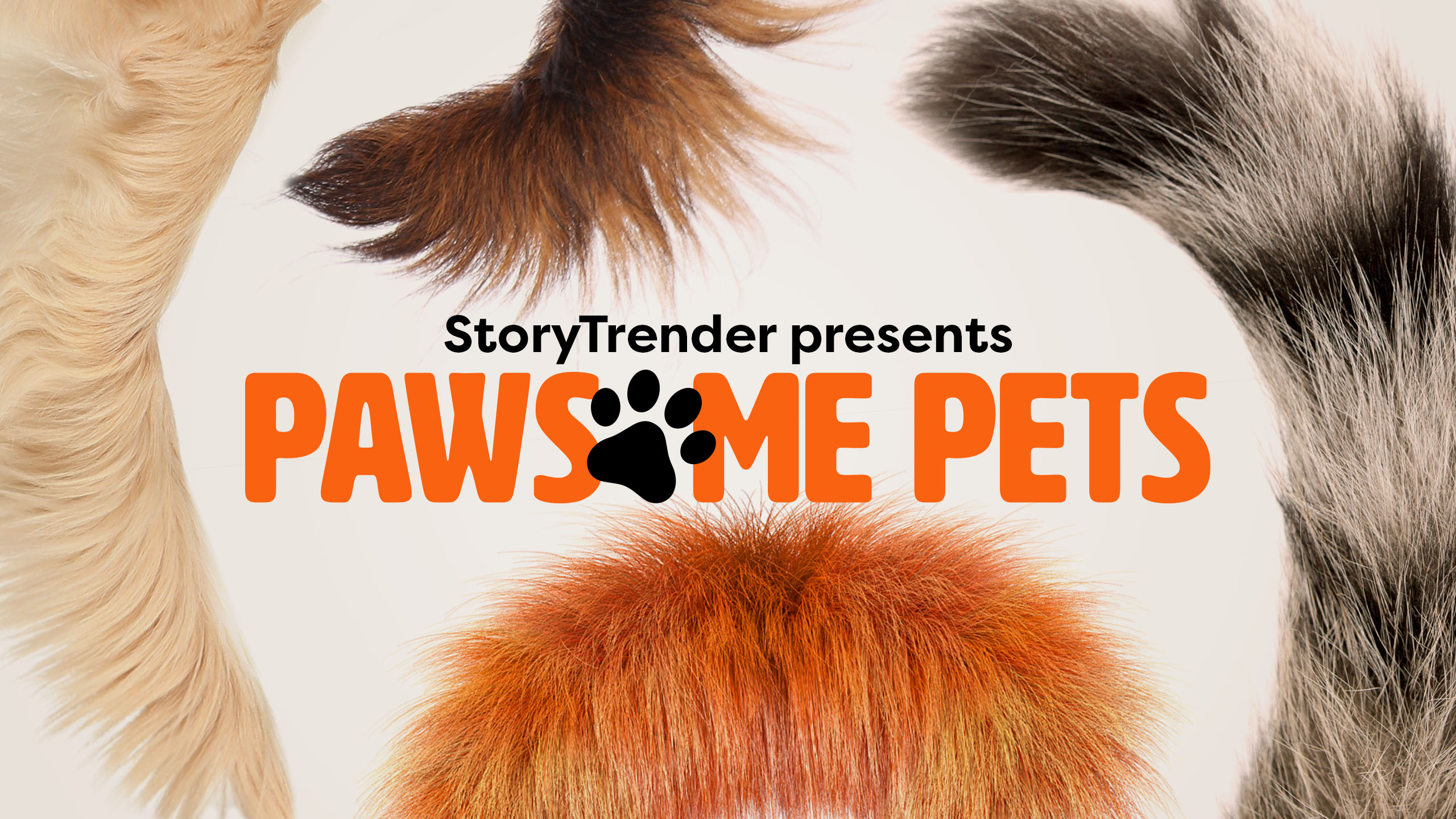 a variety of animal tails surround the title pawsome pets on a channel identity card