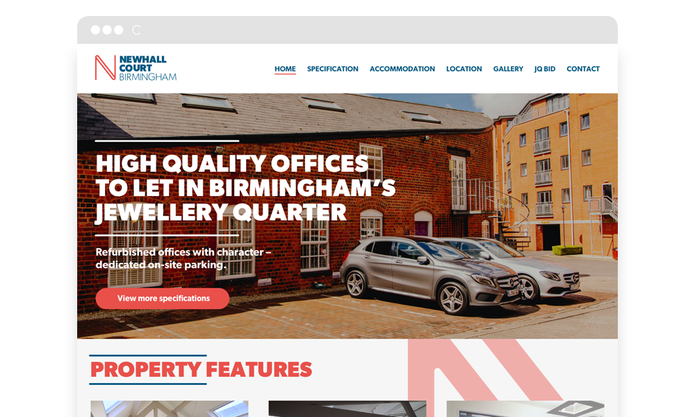Website homepage example for Newhall Court