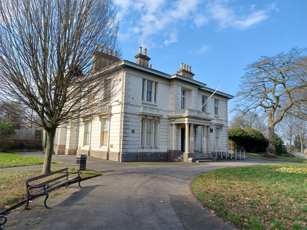 A view of Ward End Park House from the front in January 2025